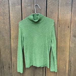 Talbots Petites. Mockneck Pullover. Olive Green. Size Small